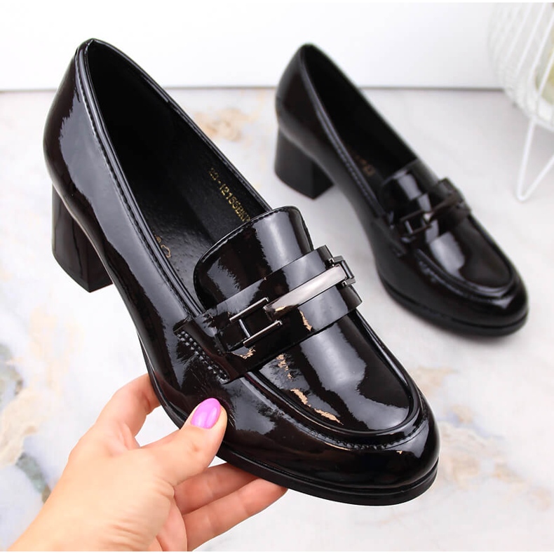 Lackade dammockasiner på höga klackar svart Potocki SZ12155 1