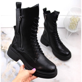 Svarta officerstövlar för kvinnor D&amp;A S.Barski Premium Collection MR870-23 1