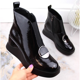 Svarta kilstövlar för kvinnor D&amp;A S.Barski Premium Collection MR870-36 1