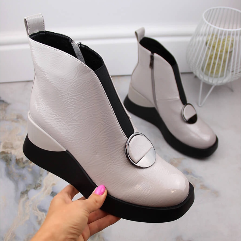 Grå damstövlar D&amp;A S.Barski Premium Collection MR870-36 1