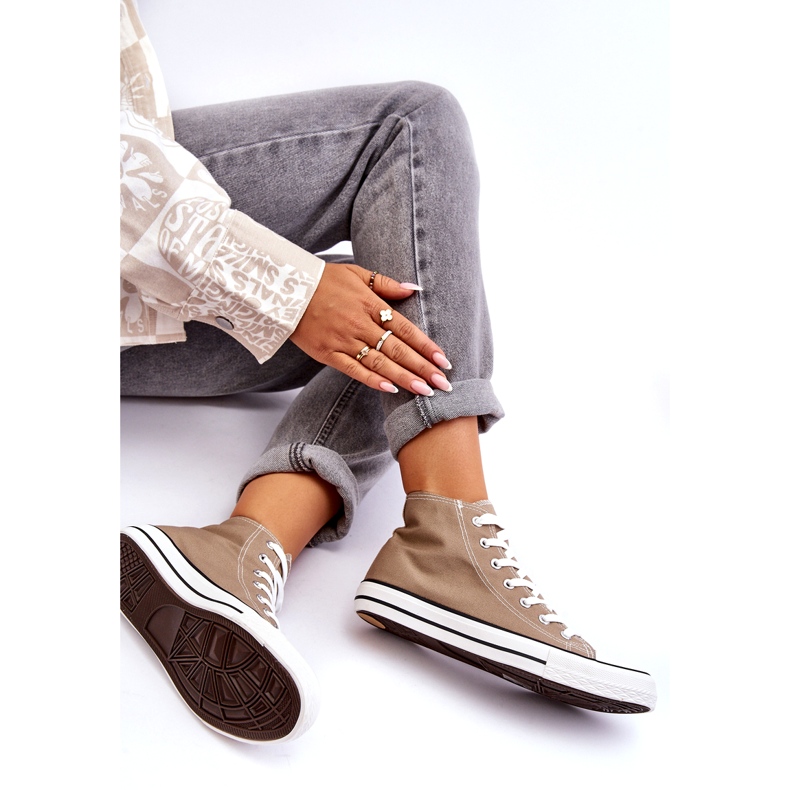 Klassiska High Beige Sneakers för kvinnor 2