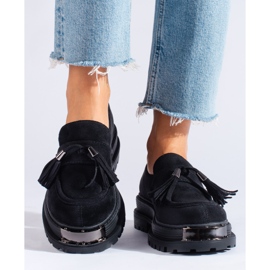 Tofsloafers i svart mocka från Shelovet 1