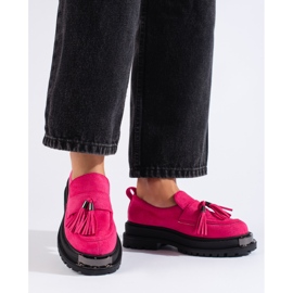 Fuchsia loafers i mocka för kvinnor Shelovet loafers rosa 1