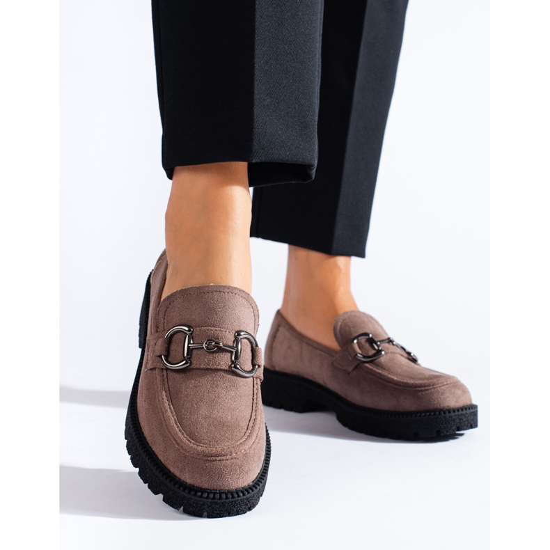 W. Potocki Mörkbeige loafers i mocka för damer från lords Potocki brun 1