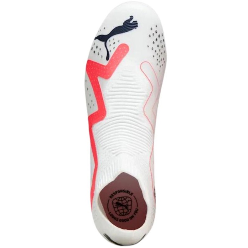 Puma Future Match+ Ll FG/AG 107366 01 vita fotbollsskor med strumpa 5