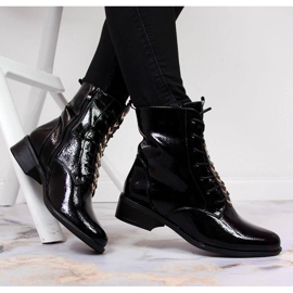 Damstövlar isolerade lackade svarta Jezzi ASA62-91 1