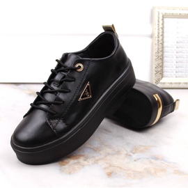 Damskor i läder på den svarta Filippo-plattformen 1