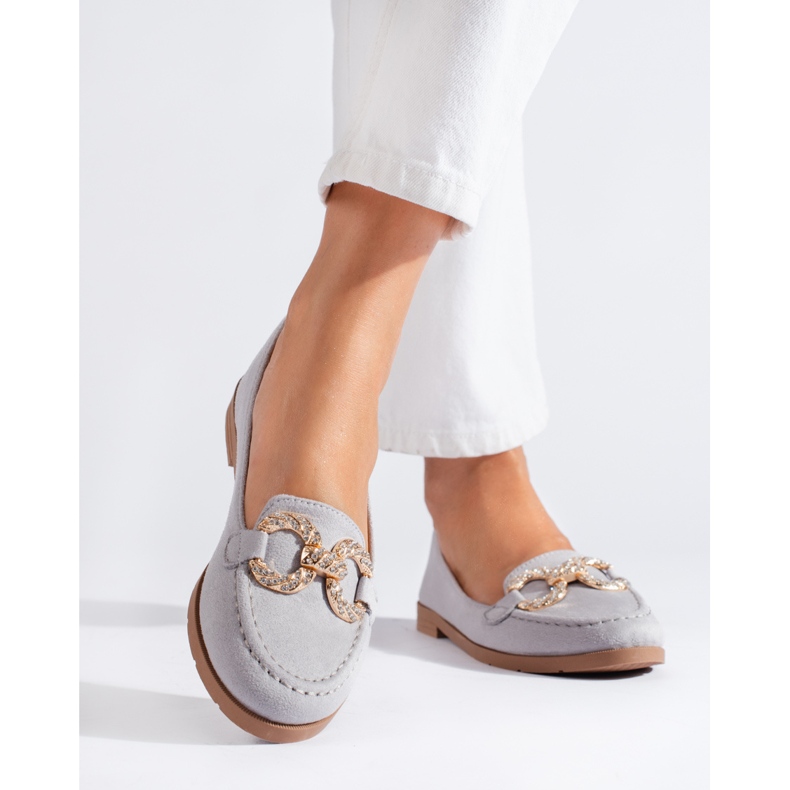 SHELOVET Grå mocka loafers för kvinnor Shelovvet 1