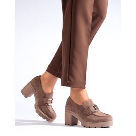 W. Potocki Mörkbeige högklackade mockaskor från Potocki 1