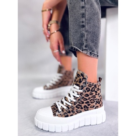 Tiger Leopard high-top sneakers beige 1