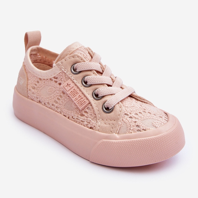 Genombrutna sneakers Big Star JJ374130 Nude rosa 1