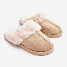 FB3 Damtofflor Flip-flops med päls Ljus Beige Pinky 1