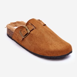 Damflip-flops i mocka med päls, brun Haidamia 1