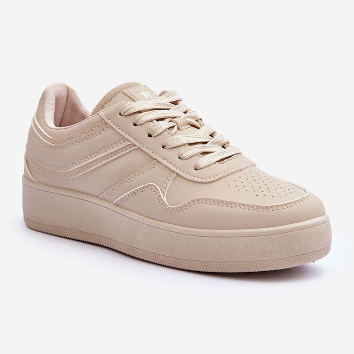 PE1 Beige damsportskor på plattformen Pudina 1