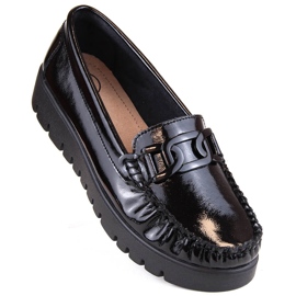 Svarta loafers i lack för damer på plattformen Filippo DP3334 1