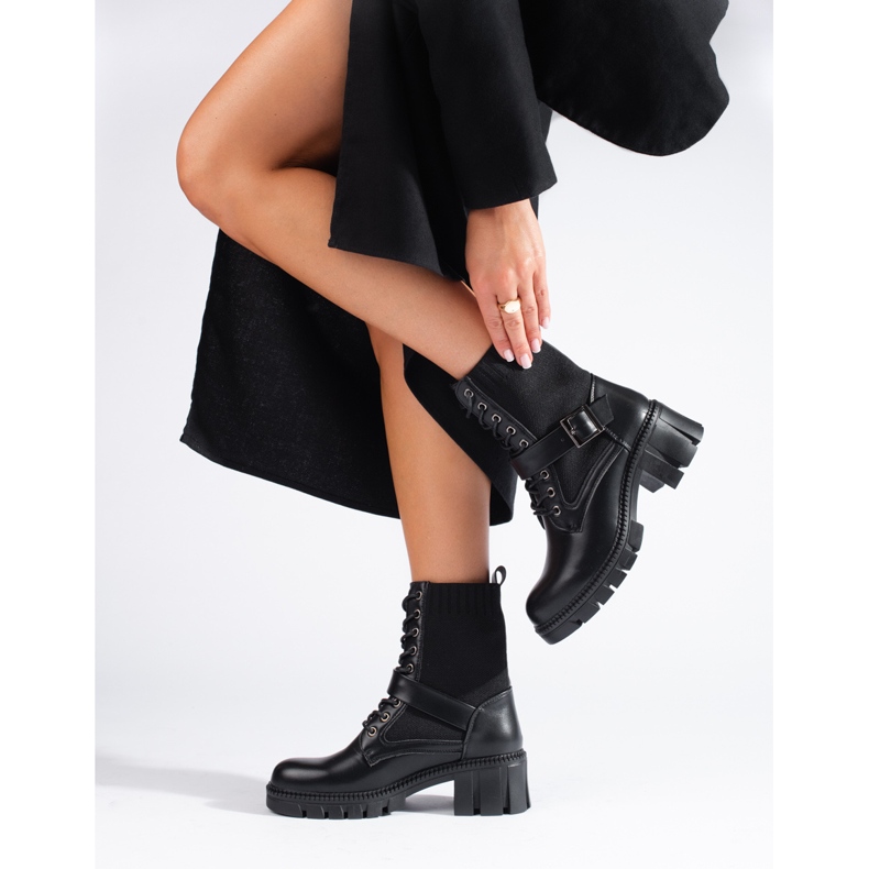 Shelovet-snörsväskor för kvinnor med en flexibel ovandel svart 1