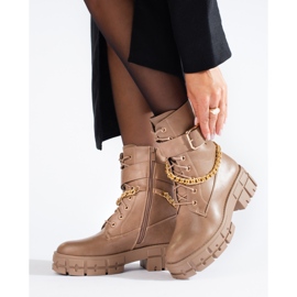 Beige Shelovet kvinnors arbetare med en tjock sula 1