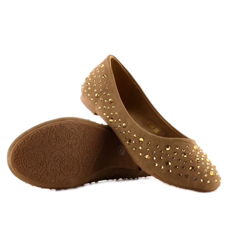 Ballerinor med cubic zirconia A909 khaki kaki 1