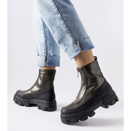 Mörkgröna massiva ankelboots med Morley-dragkedja 1