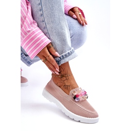 Slip-On Sneakers för kvinnor med dekoration, Rosa 3