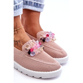 Slip-On Sneakers för kvinnor med dekoration, Rosa 2