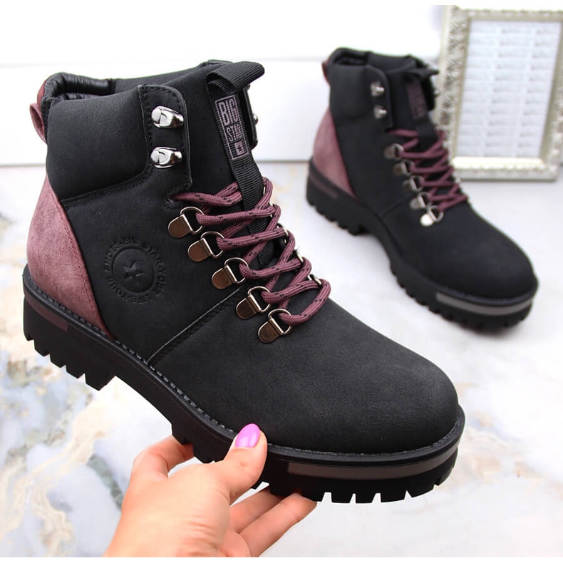 Svarta snörstövlar för kvinnor Big Star MM274318 1