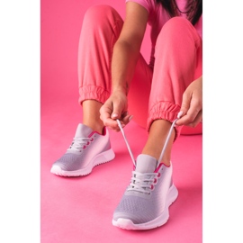 Vita och grå snörade Shelovet sportsneakers för kvinnor 2