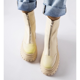 Beige massiva ankelboots med Bergamo-dragkedja 1