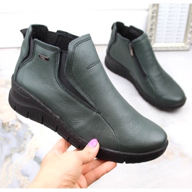 Bekväma damstövlar i läder, isolerade gröna Helios 552.566 1