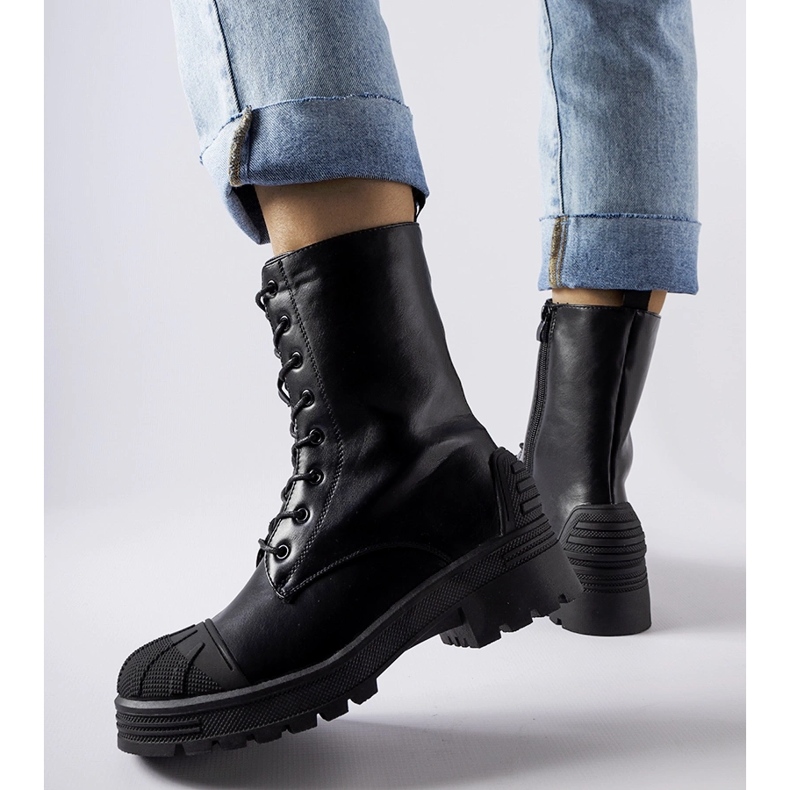 Svarta arbetarskor med tjock Manara-sula 1