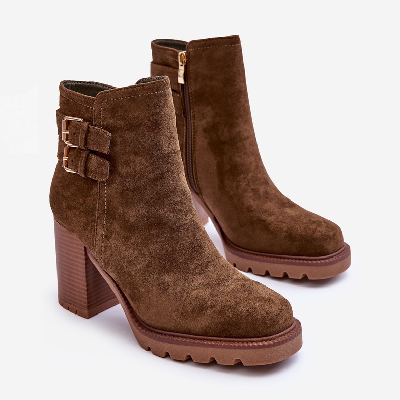 Stövlar med hög klack i mocka Olive Makeline brun 2