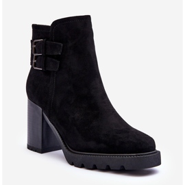 Ankelstövlar med hög klack i mocka Svart Makeline 1