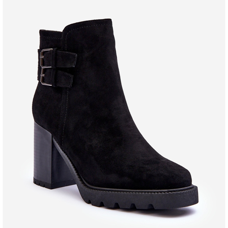 Ankelstövlar med hög klack i mocka Svart Makeline 1