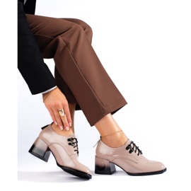 Shelovet beige högklackade skor med snörning 2