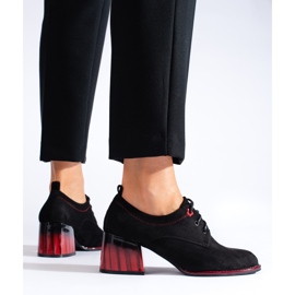 Shelovet högklackade skor i svart mocka 1