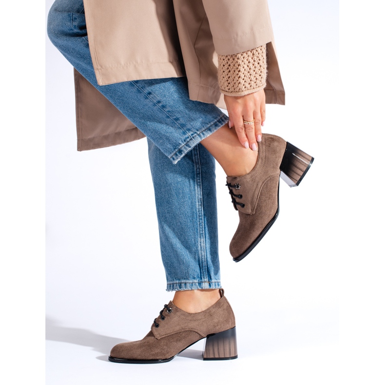 Shelovet mocka mörkbeige högklackade skor 1