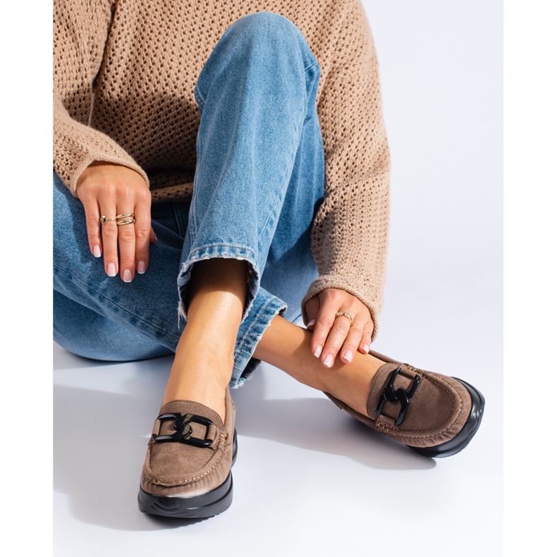 Dammockasiner i beige mocka med Shelovet-spänne 1