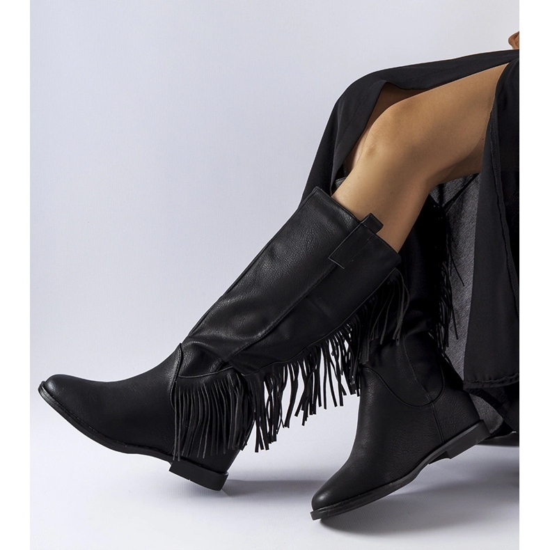 Giorgia svartklädda kilstövlar 1