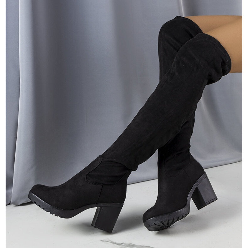 Svarta långa Nona stövlar i ekomocka 1