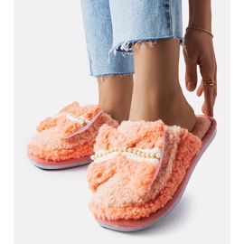 Orange tofflor med rosett 1