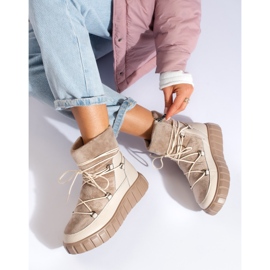 Beige snökängor för damer i läder från Vinceza 1