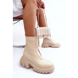 Beige Kusma ankelboots på en massiv plattform med dragkedja 7