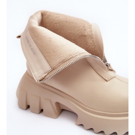 Beige Kusma ankelboots på en massiv plattform med dragkedja 2
