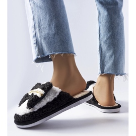 Svarta och vita tofflor med rosett 2