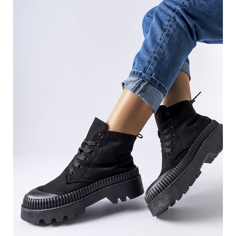 Inna Svarta Aida high-top sneakers i ekomocka 1