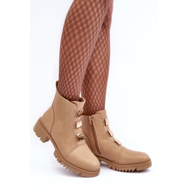 Beige Azulenn Läder Flat Boots 1