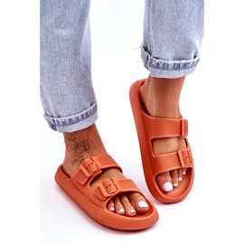 Damflip-flops i skum med orange remmar 3