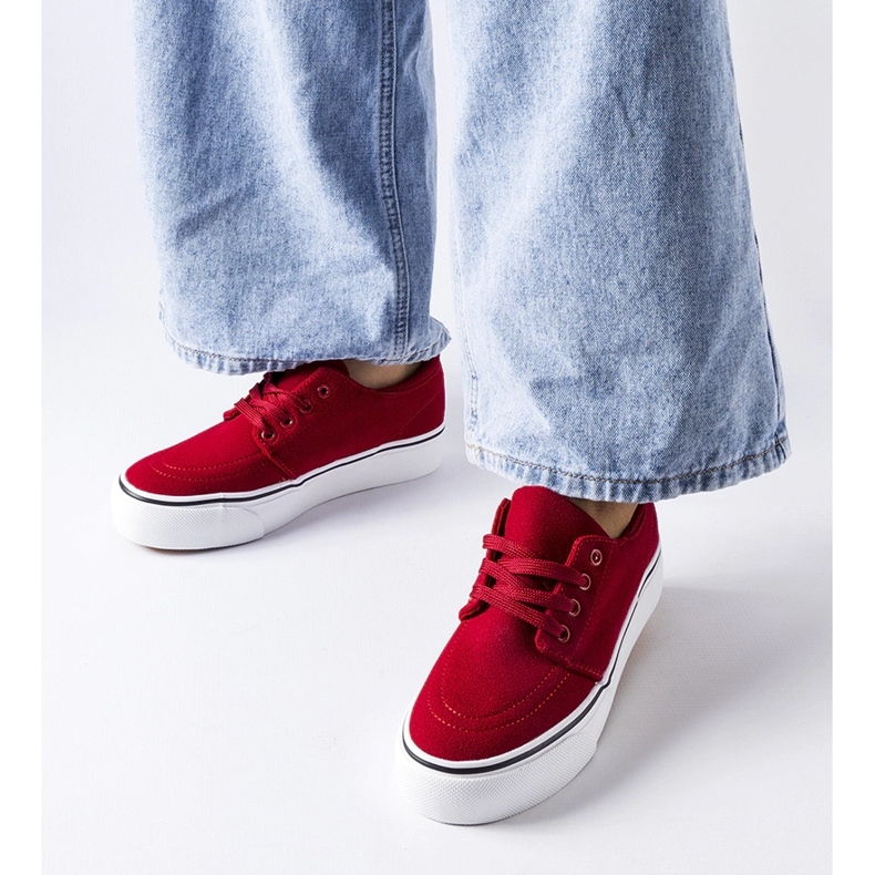 Röda Abboud sneakers i ekomocka 1