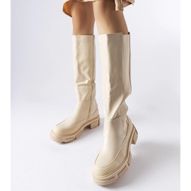 Beige platta over-the-knee boots från Rafah 1