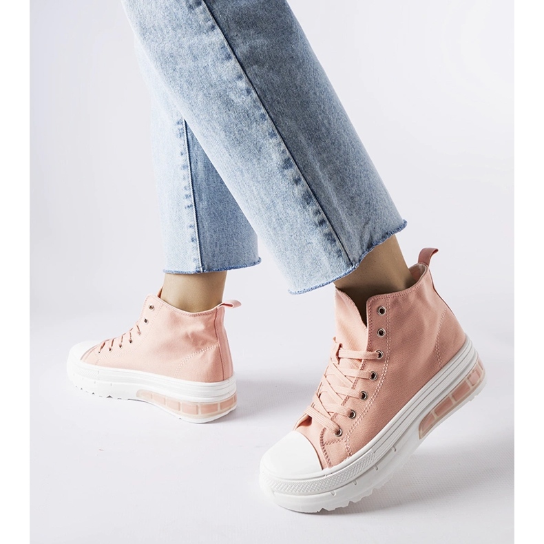 Rosa Tysta högtoppade sneakers 1